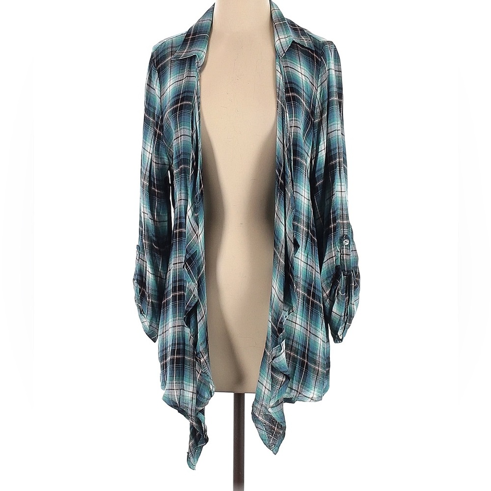 About a girl lightweight flannel print kimono